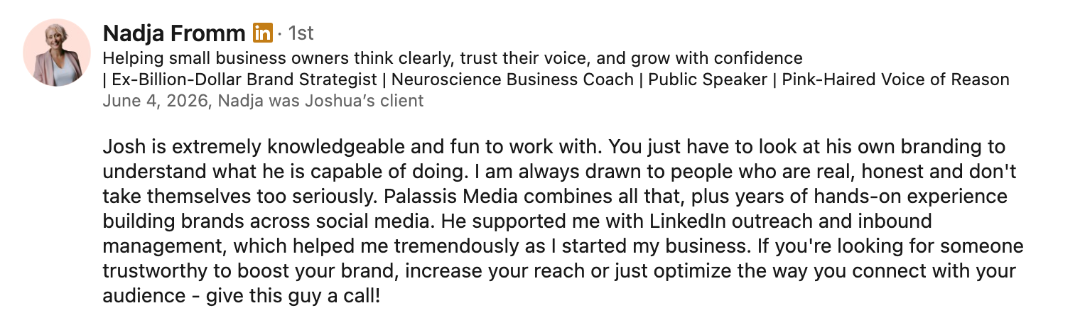 Testimonial, Nadja Fromm